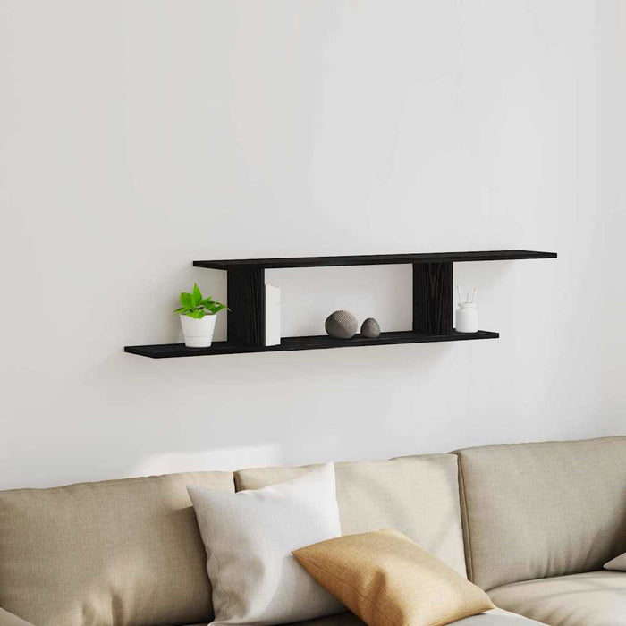 Raft TV montat pe perete cu raft Stejar negru 125 x 18 x 23 cm - WALTI WALTI