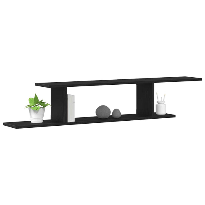 Raft TV montat pe perete cu raft Stejar negru 125 x 18 x 23 cm - WALTI WALTI