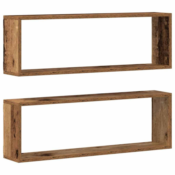 Raft de Perete 2 pcs Lemn vechi 80 x 15 x 26 cm Lemn compozit - WALTI WALTI