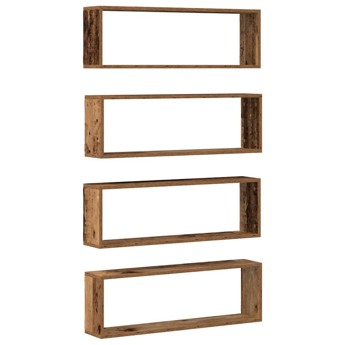 Raft de Perete 4 pcs Lemn vechi 80 x 15 x 26 cm Lemn compozit - WALTI WALTI