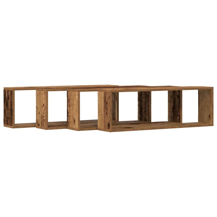 Raft de Perete 4 pcs Lemn vechi 80 x 15 x 26 cm Lemn compozit - WALTI WALTI