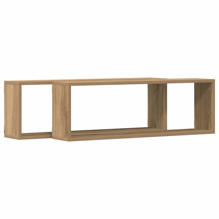 Raft de Perete cu raft 2 pcs Stejar artisanal 80 x 15 x 26 cm - WALTI WALTI