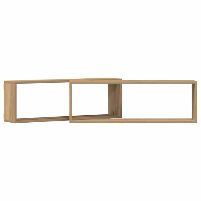 Raft de Perete cu raft 2 pcs Stejar artisanal 80 x 15 x 26 cm - WALTI WALTI