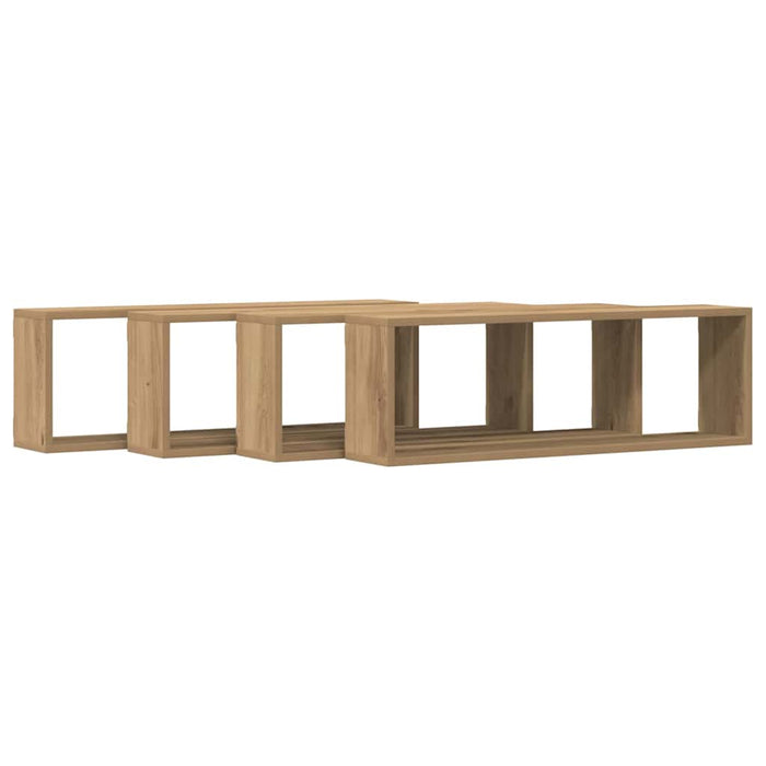 Raft de Perete cu raft 4 pcs Stejar artisanal 80 x 15 x 26 cm - WALTI WALTI