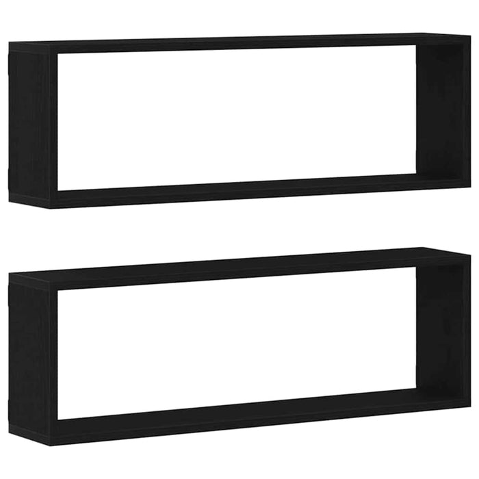 Raft de Perete 2 pcs Stejar negru 80 x 15 x 26 cm Lemn compozit - WALTI WALTI