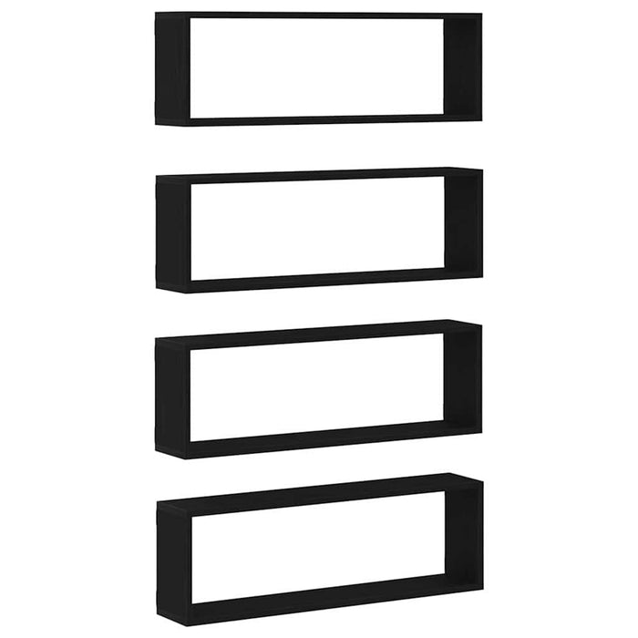 Raft de Perete 4 pcs Stejar negru 80 x 15 x 26 cm Lemn compozit - WALTI WALTI