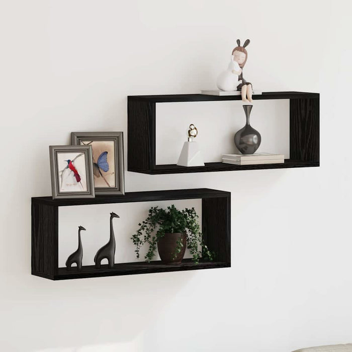 Rafturi de perete cu raft 2 pcs Stejar negru 60 x 15 x 23 cm - WALTI WALTI