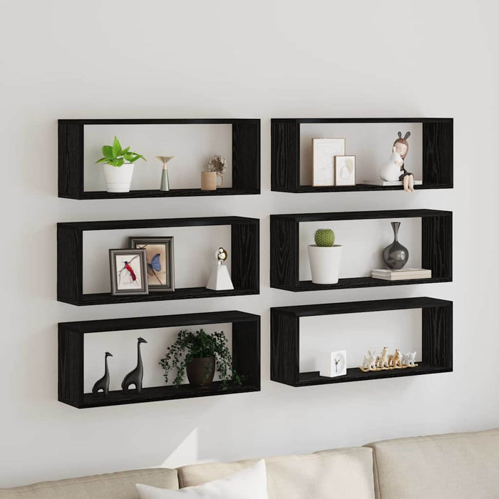 Rafturi de perete cu raft 6 pcs Stejar negru 60 x 15 x 23 cm - WALTI WALTI