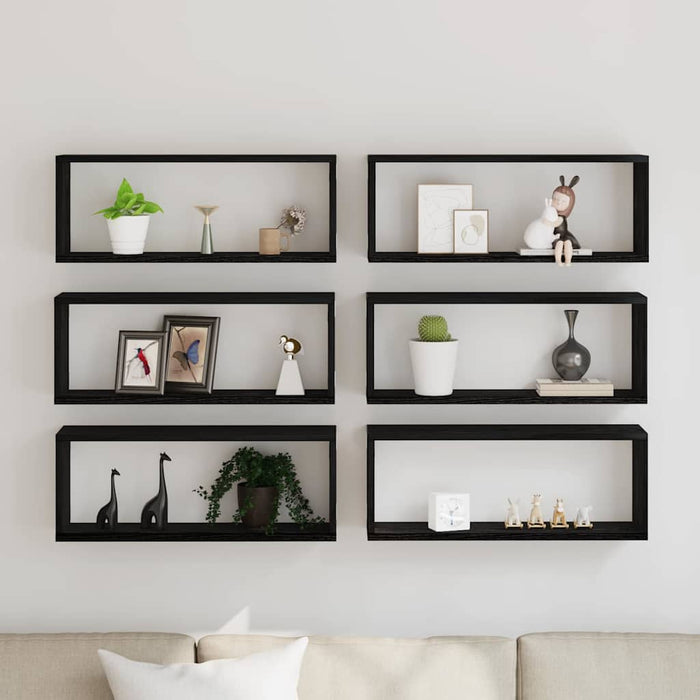 Rafturi de perete cu raft 6 pcs Stejar negru 60 x 15 x 23 cm - WALTI WALTI