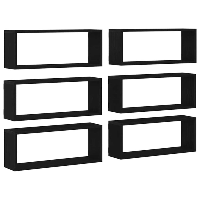 Rafturi de perete cu raft 6 pcs Stejar negru 60 x 15 x 23 cm - WALTI WALTI