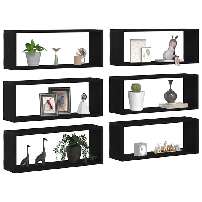 Rafturi de perete cu raft 6 pcs Stejar negru 60 x 15 x 23 cm - WALTI WALTI
