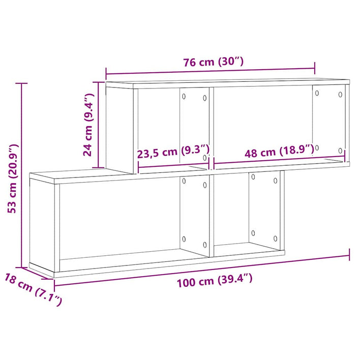 Raft de perete Stejar negru 76 x 15 x 53 cm Lemn compozit - WALTI WALTI
