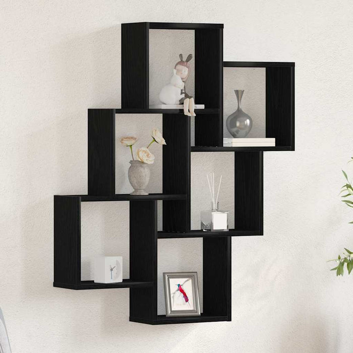 Raft de perete Stejar negru 78 x 15 x 92 cm Lemn compozit - WALTI WALTI