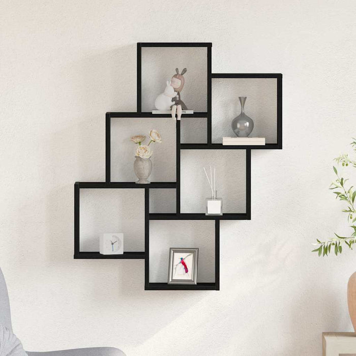 Raft de perete Stejar negru 78 x 15 x 92 cm Lemn compozit - WALTI WALTI