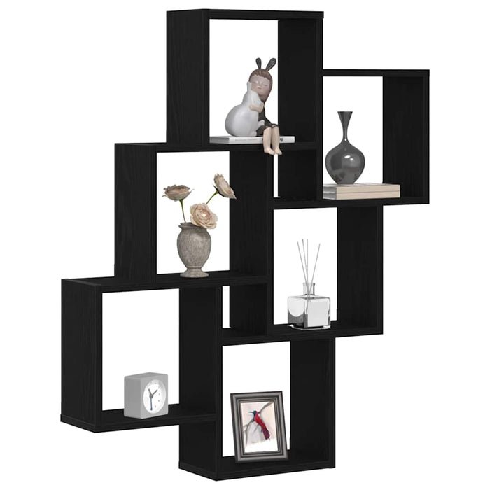 Raft de perete Stejar negru 78 x 15 x 92 cm Lemn compozit - WALTI WALTI