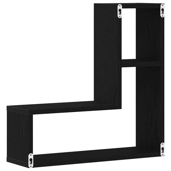 Raft de perete 2 pcs Stejar Negru 50 x 15 x 85 cm Lemn compozit - WALTI WALTI