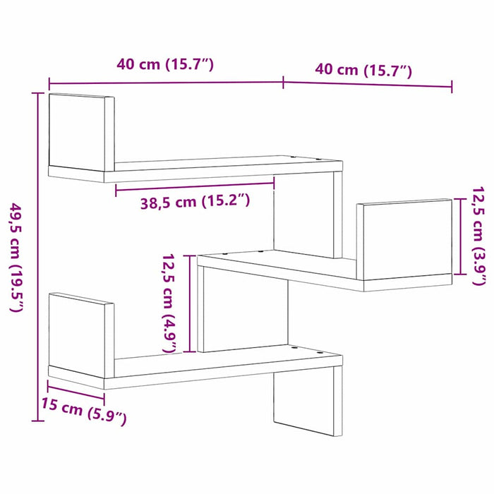 Rafters colțar de perete 2 pcs Stejar negru 40 x 40 x 49.5 cm - WALTI WALTI