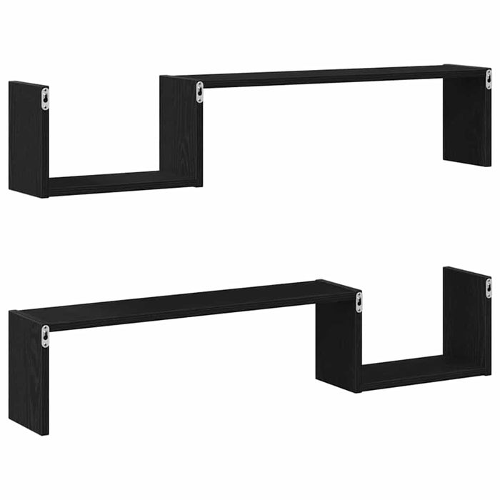Raft de perete cu raft 2 pcs Stejar negru 100 x 15 x 20 cm - WALTI WALTI