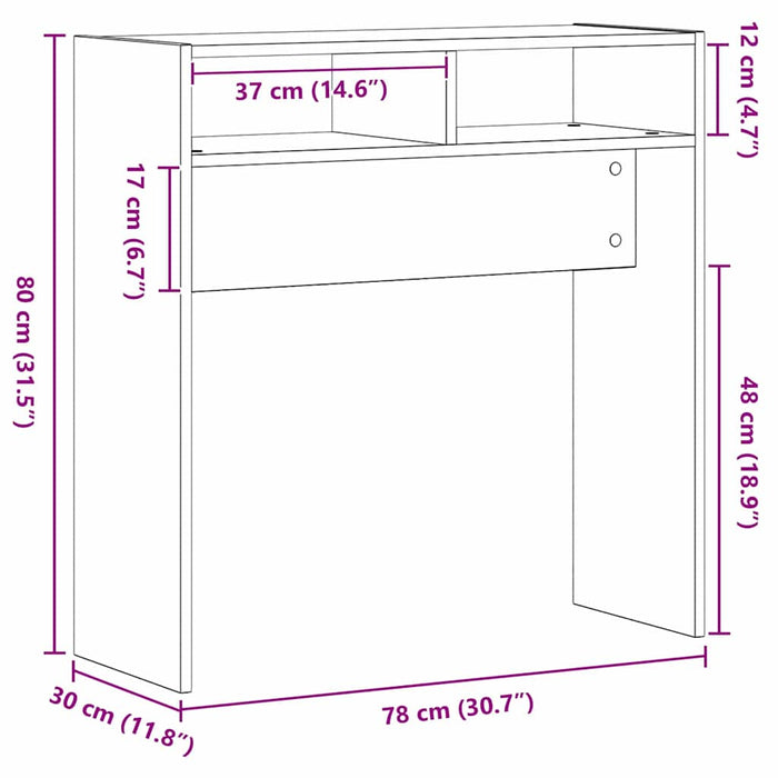 Masă de consolă Stejar Negru 78 x 30 x 80 cm Lemn compozit WALTI
