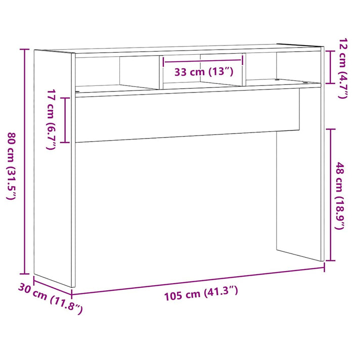Masă de consolă Stejar negru 105 x 30 x 80 cm Lemn compozit WALTI