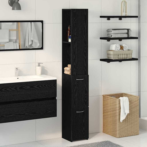 Dulap de Baie Stejar Negru 25 x 25 x 170 cm Lemn compozit - WALTI WALTI