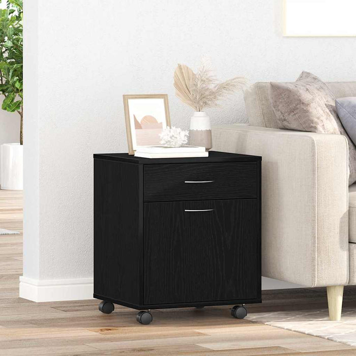 Dulap pe roți Stejar negru 45 x 38 x 54 cm Lemn compozit - WALTI WALTI
