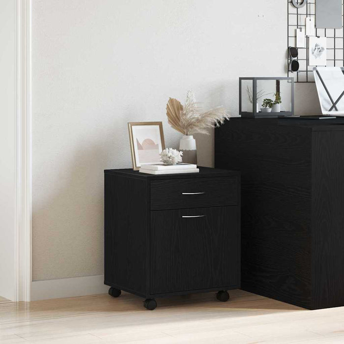 Dulap pe roți Stejar negru 45 x 38 x 54 cm Lemn compozit - WALTI WALTI