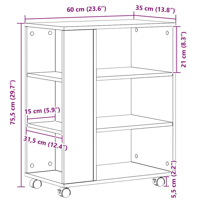 Dulap de depozitare Stejar Negru 60 x 35 x 75 cm Lemn compozit - WALTI WALTI