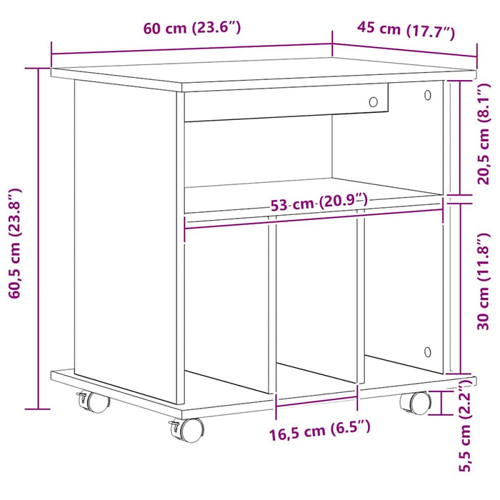 Cabinet mobil Stejar Negru 60 x 45 x 55 cm Lemn compozit - WALTI WALTI