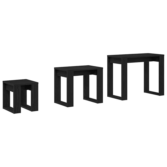 Mese în cuiburi 3 pcs Stejar Negru Lemn compozit WALTI