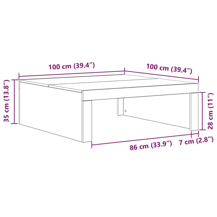 Masă de cafea Stejar Negru 100 x 100 x 35 cm Lemn compozit - WALTI WALTI