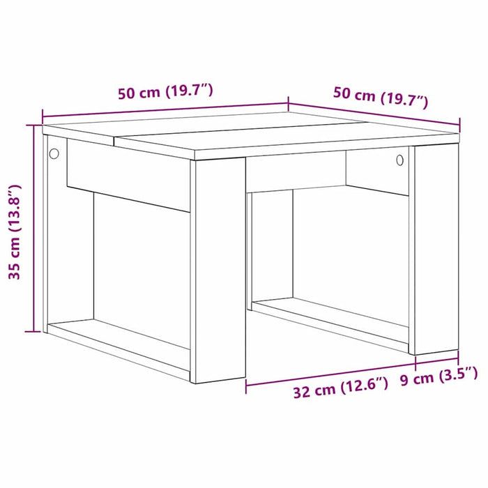 Masă de cafea Stejar Negru 50 x 50 x 35 cm Lemn compozit - WALTI WALTI