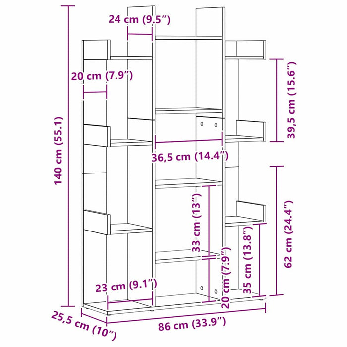 Bibliotecă Stejar Negru 86 x 25,5 x 140 cm Lemn compozit - WALTI WALTI