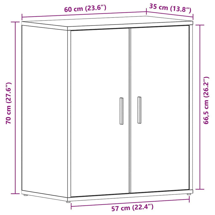 Dulap pentru pantofi Stejar Negru 60 x 35 x 70 cm Lemn compozit - WALTI WALTI