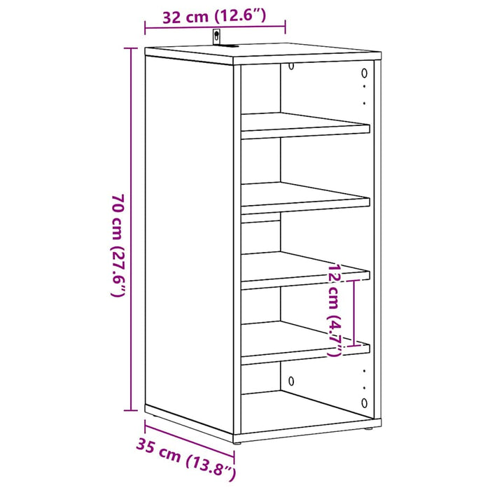 Dulap pentru pantofi Stejar Negru 32 x 35 x 70 cm Lemn compozit - WALTI WALTI