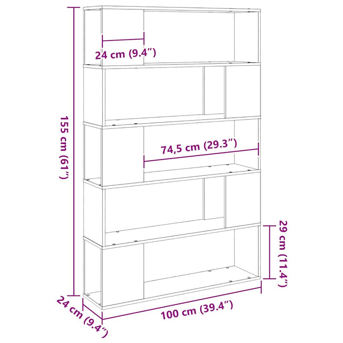 Set comodă TV Stejar Negru 100 x 24 x 155 cm Lemn compozit - WALTI WALTI