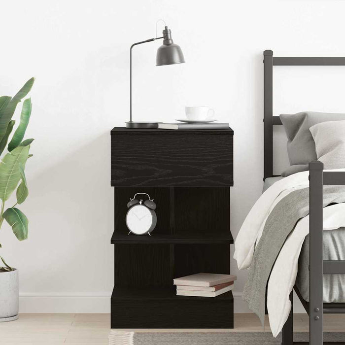 Dulap de noapte Stejar Negru 40 x 35 x 65 cm Lemn compozit - WALTI WALTI