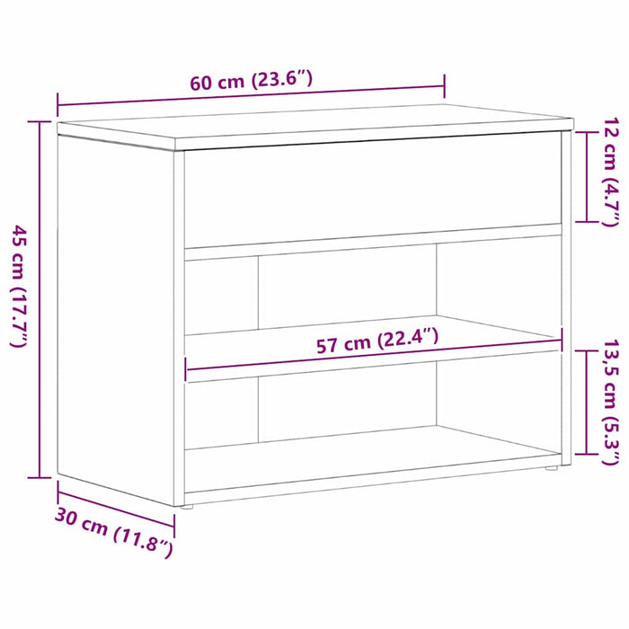 Bancă pentru pantofi Stejar Negru 60 x 30 x 45 cm Lemn compozit - WALTI WALTI