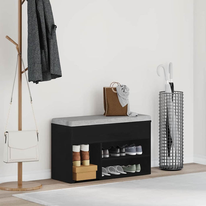 Bancă pentru pantofi Stejar Negru 80 x 30 x 45 cm Lemn compozit - WALTI WALTI
