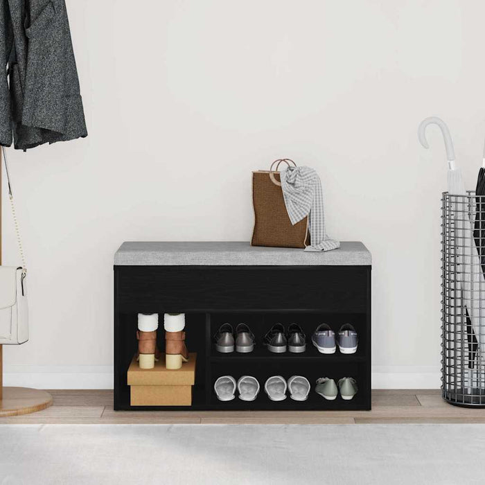 Bancă pentru pantofi Stejar Negru 80 x 30 x 45 cm Lemn compozit - WALTI WALTI