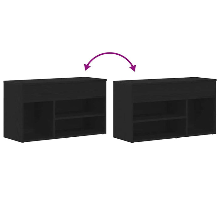 Bancă pentru pantofi Stejar Negru 80 x 30 x 45 cm Lemn compozit - WALTI WALTI