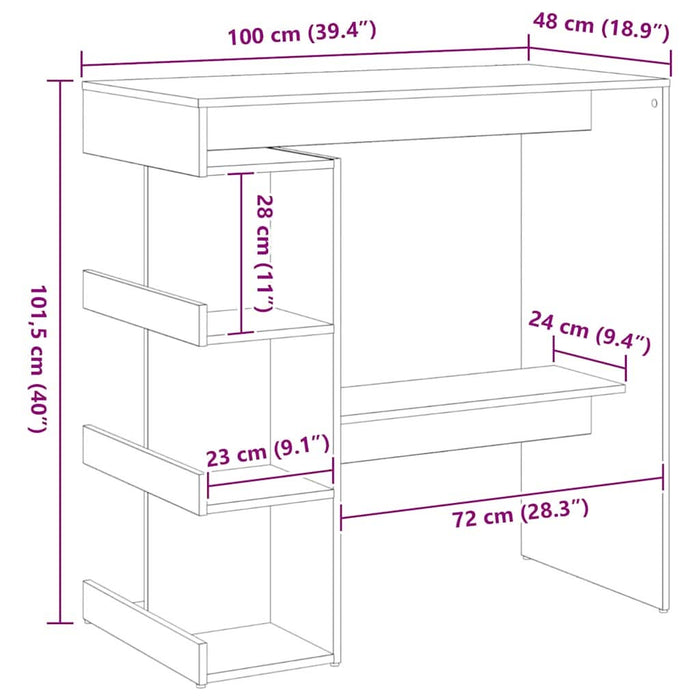 Masă de bar Stejar Negru 100 x 48 x 101,5 cm Lemn compozit - WALTI WALTI