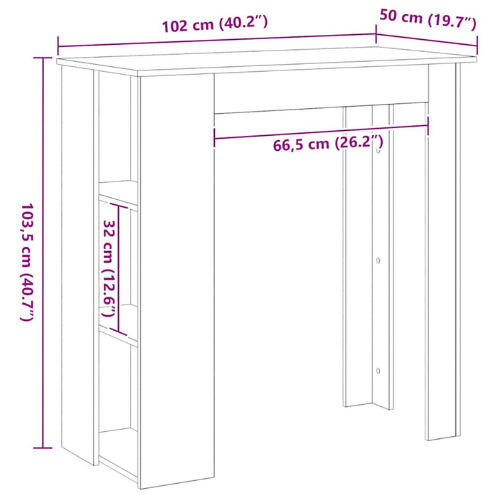 Masă de bar Stejar Negru 102 x 50 x 103,5 cm Lemn compozit - WALTI WALTI