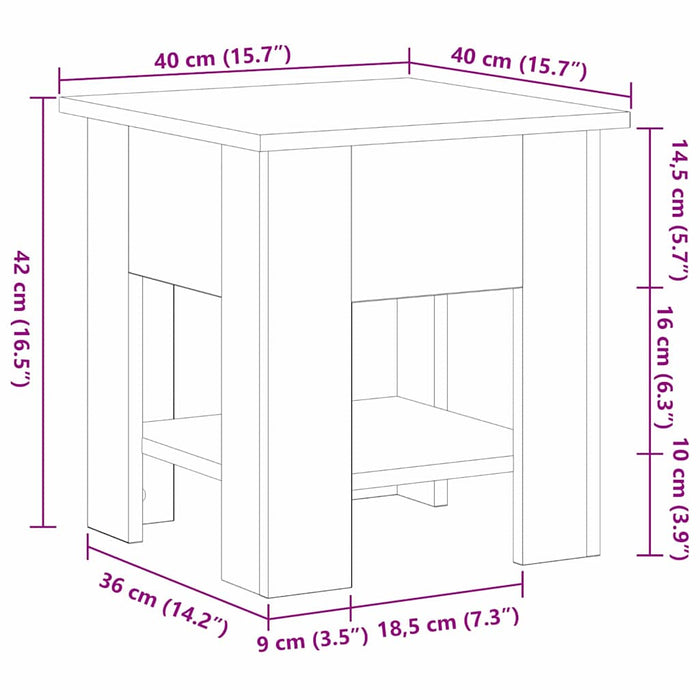 Masă de cafea Stejar Negru 40 x 40 x 42 cm Lemn compozit - WALTI WALTI
