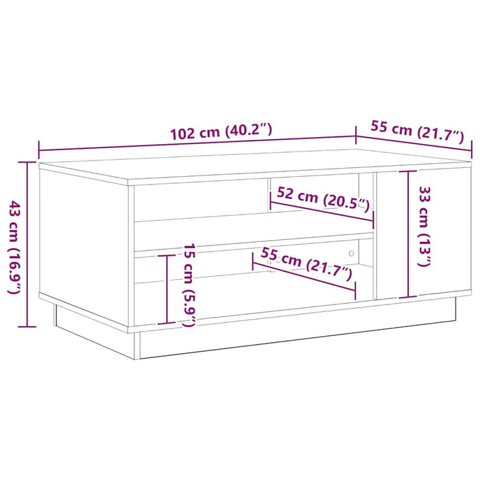 Masă de cafea Stejar Negru 102 x 55 x 43 cm Lemn compozit - WALTI WALTI