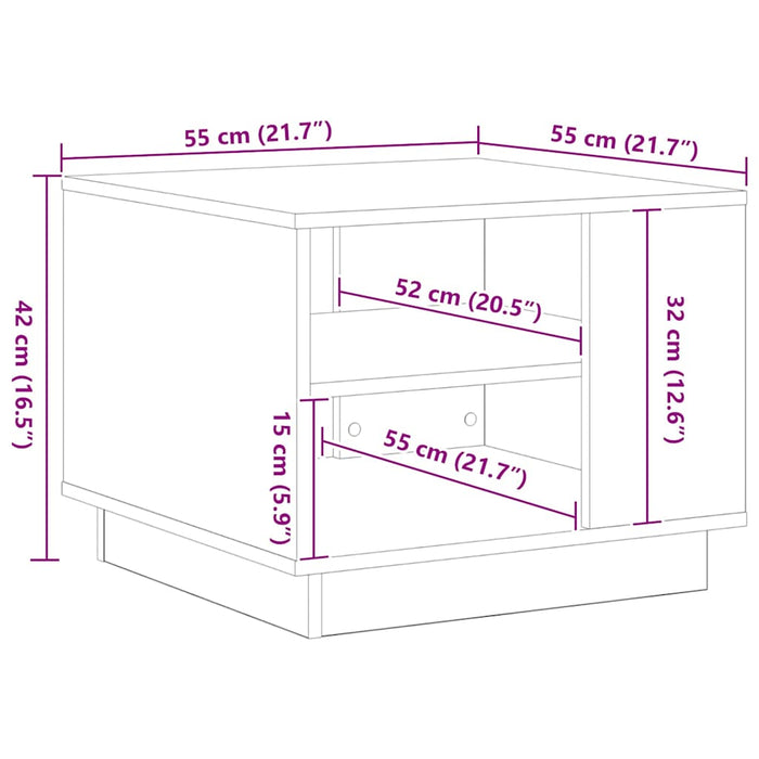 Masă de cafea Stejar Negru 55 x 55 x 42 cm Lemn compozit WALTI