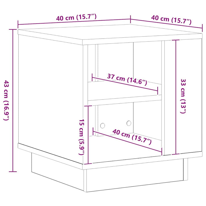 Masă de cafea Stejar Negru 40 x 40 x 43 cm Lemn compozit WALTI