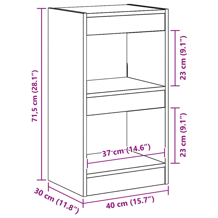 Dulap pentru cărți Stejar Negru 40 x 30 x 71,5 cm Lemn compozit - WALTI WALTI