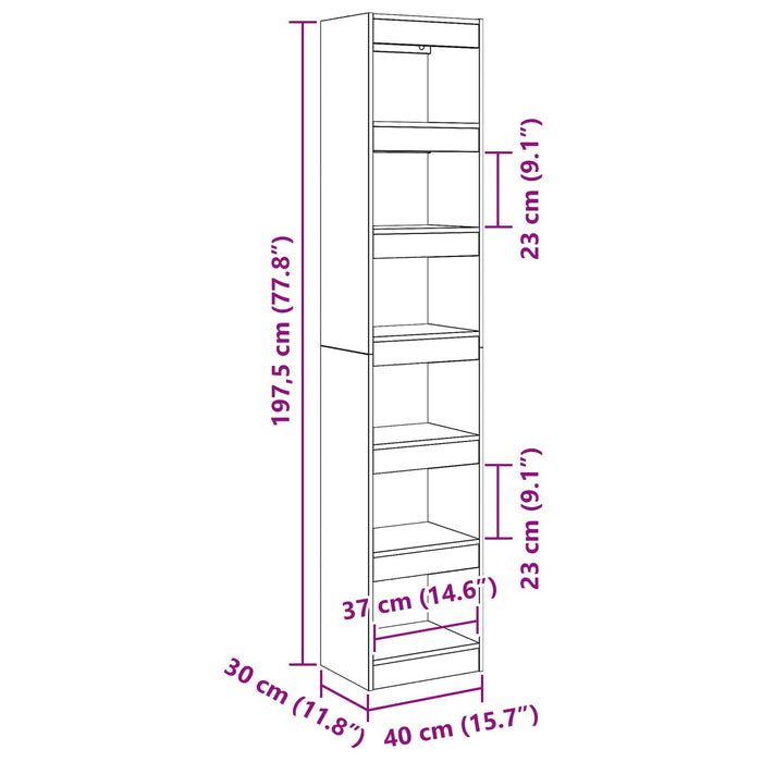 Dulap pentru cărți Stejar Negru 40 x 30 x 198 cm Lemn compozit - WALTI WALTI