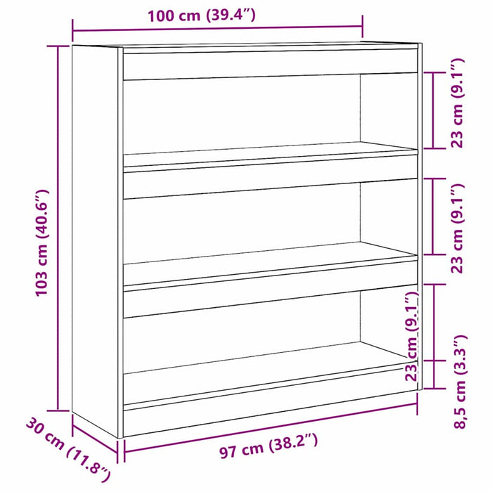 Dulap pentru cărți Stejar negru 100 x 30 x 103 cm Lemn compozit - WALTI WALTI